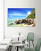 Obraz na stenu Opustený ostrov, more palmy pláž slnko obloha